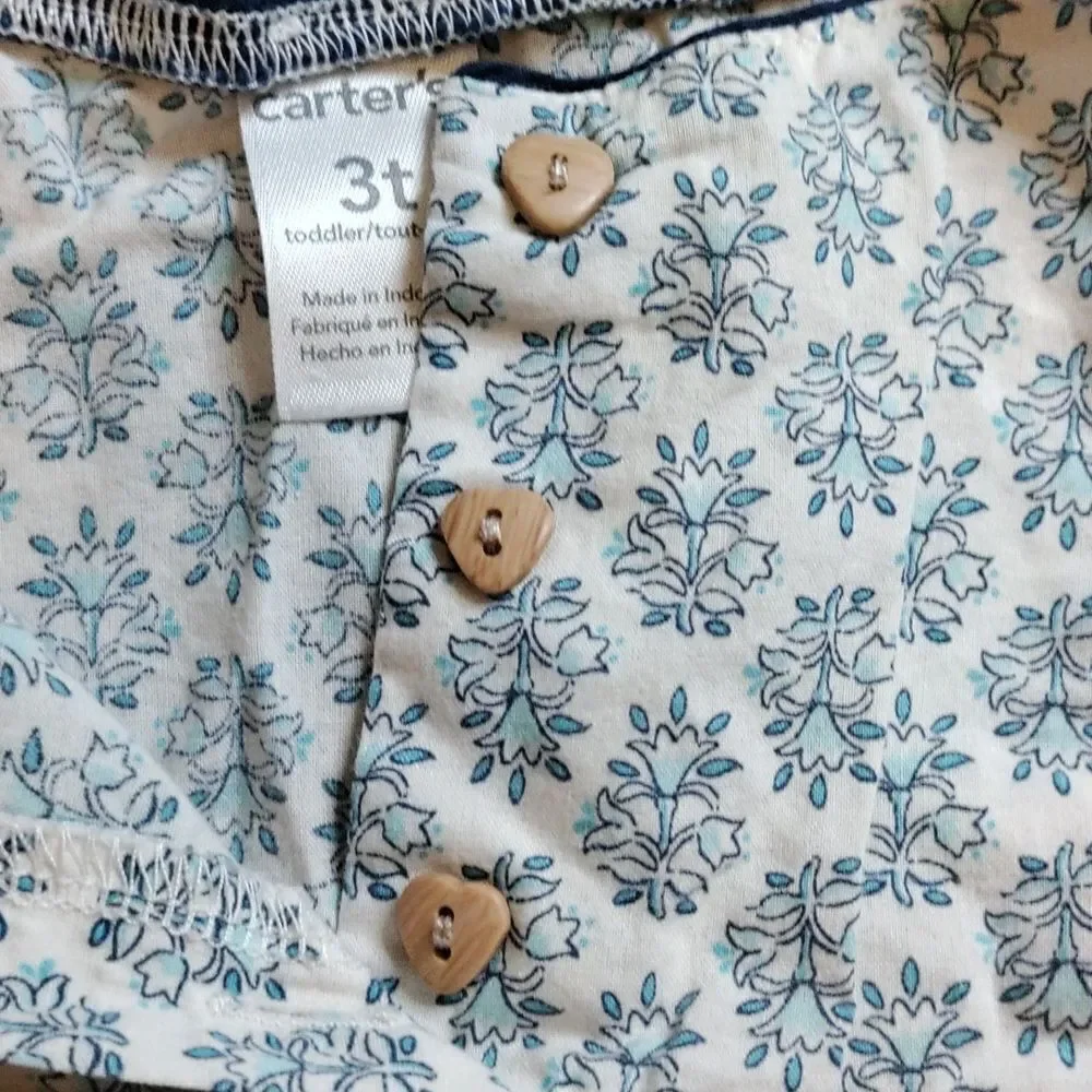 Carters long sleeve 3T floral paisley shirt blouse cotton spring boho patchwork